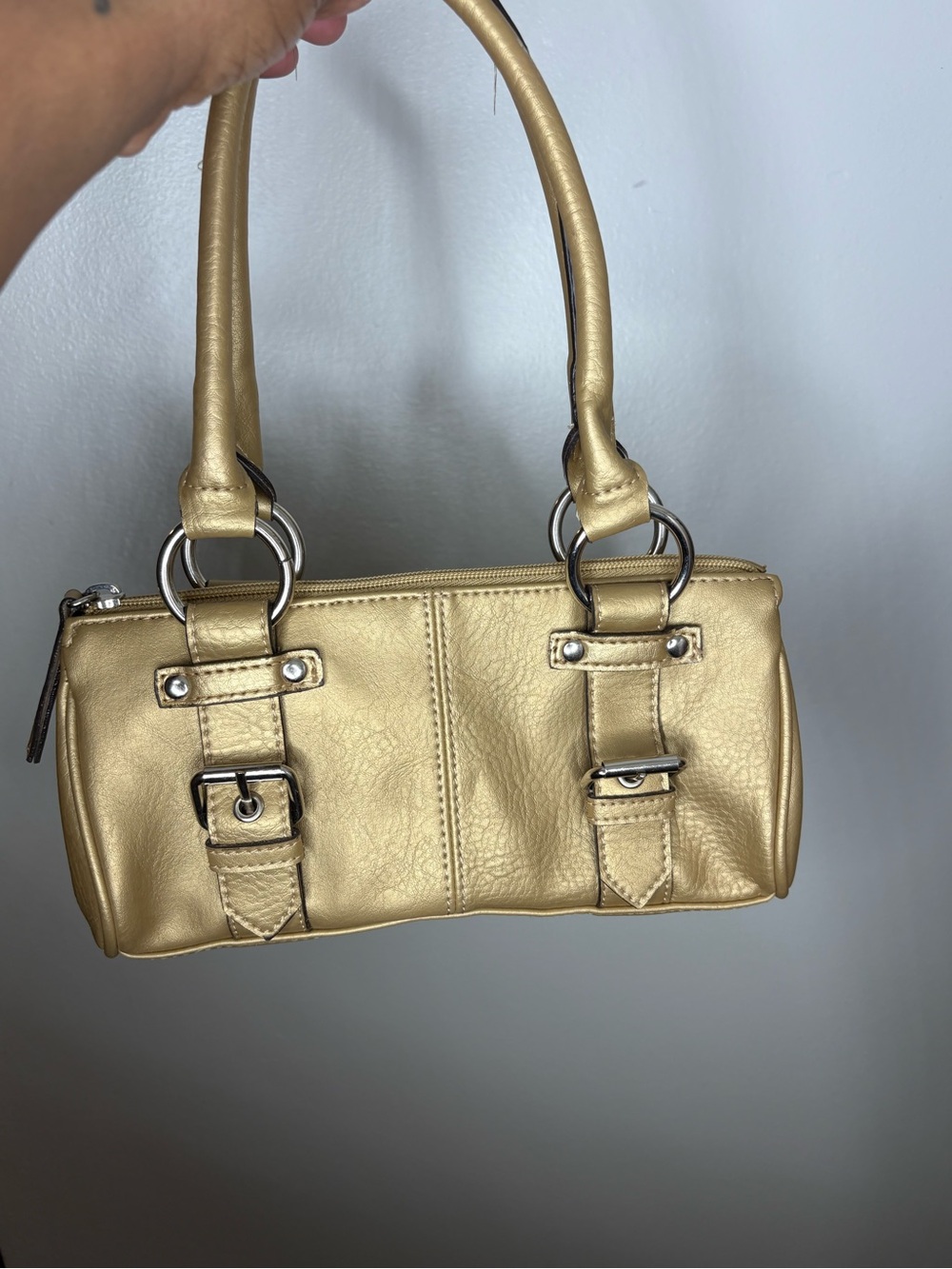 Gold Leather Shoulder Bag - Women's Metallic Handbag
